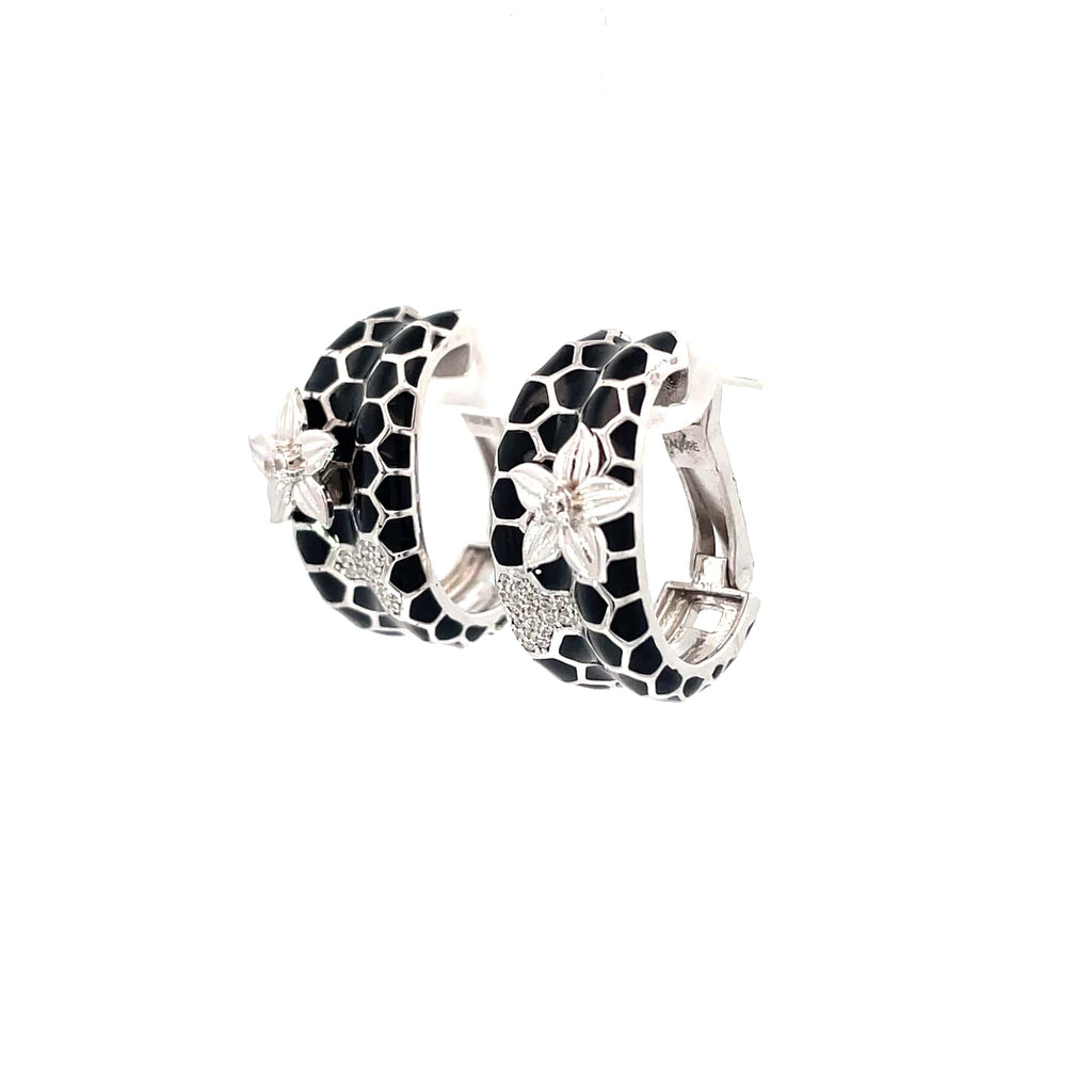 ELEGANT FLORAL SILVER HOOP EARRINGS