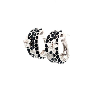 ELEGANT FLORAL SILVER HOOP EARRINGS