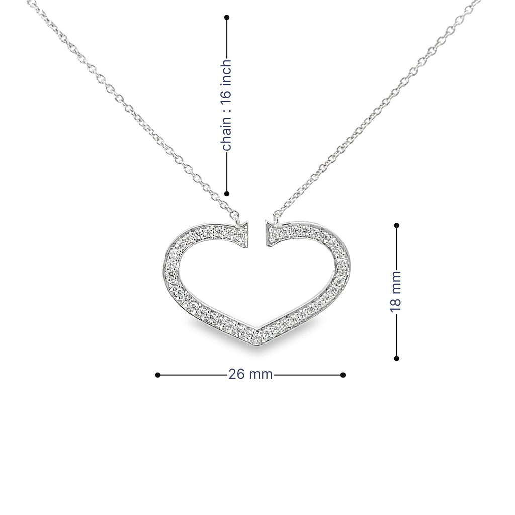 GLAM HEART OUTLINE SILVER NECKLACE