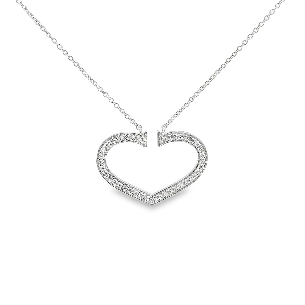 GLAM HEART OUTLINE SILVER NECKLACE
