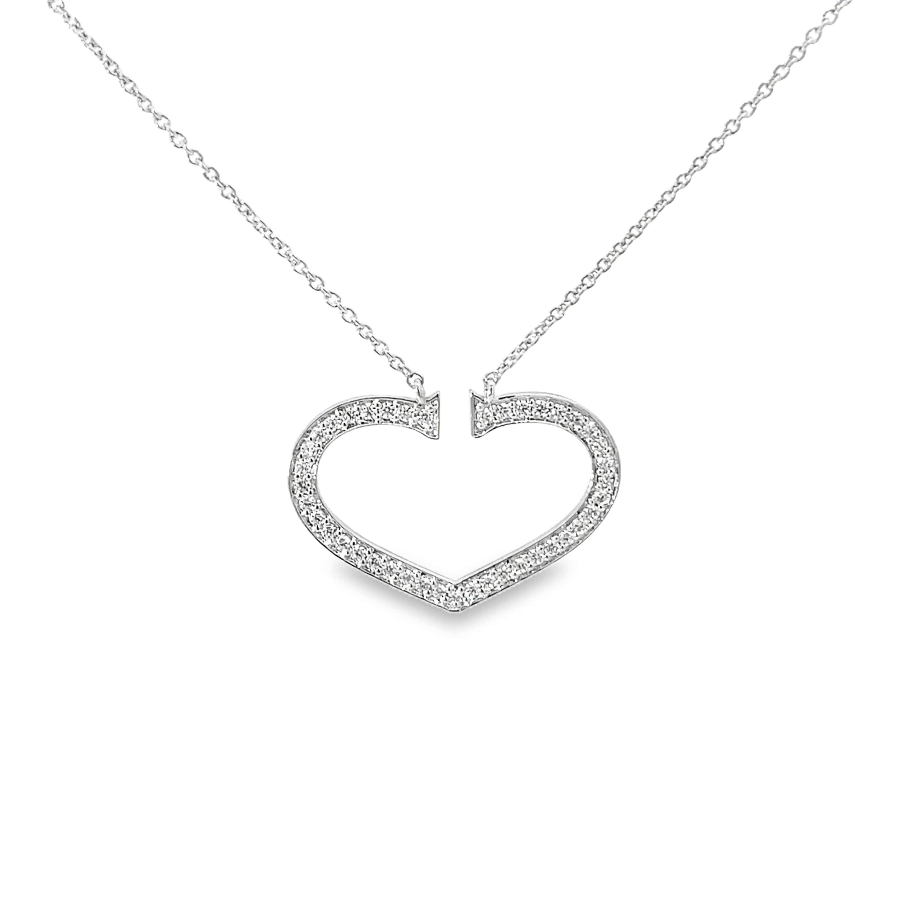 GLAM HEART OUTLINE SILVER NECKLACE