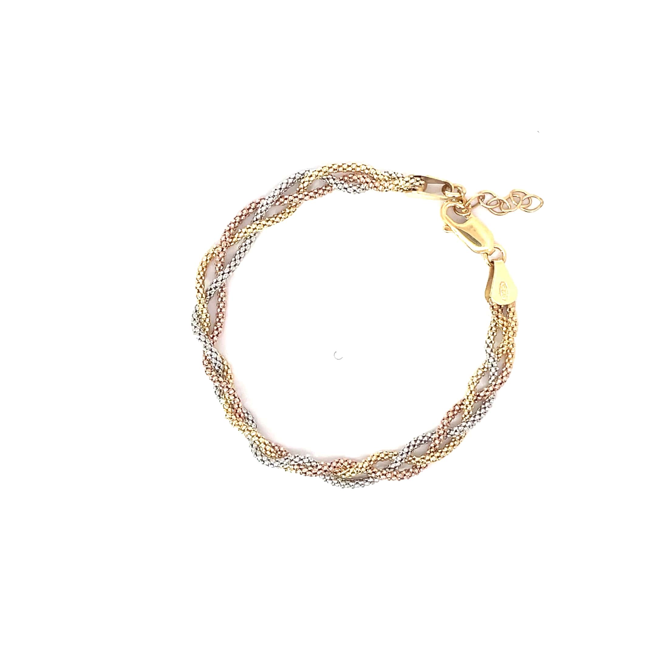BRAIDED THREE TONE SILVER BRACELETE