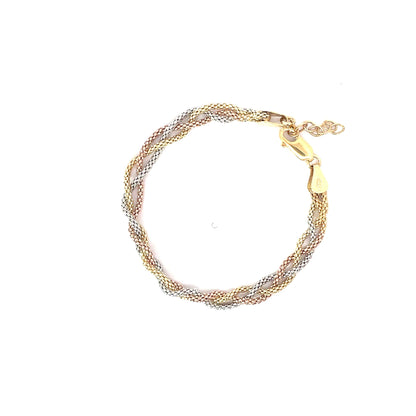 BRAIDED THREE TONE SILVER BRACELETE