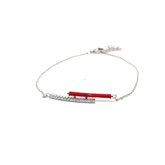 CRIMSON BAR SPARK SILVER BRACELET