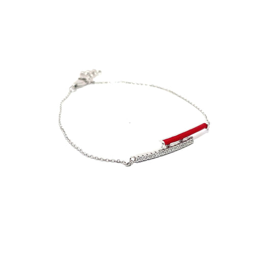 CRIMSON BAR SPARK SILVER BRACELET
