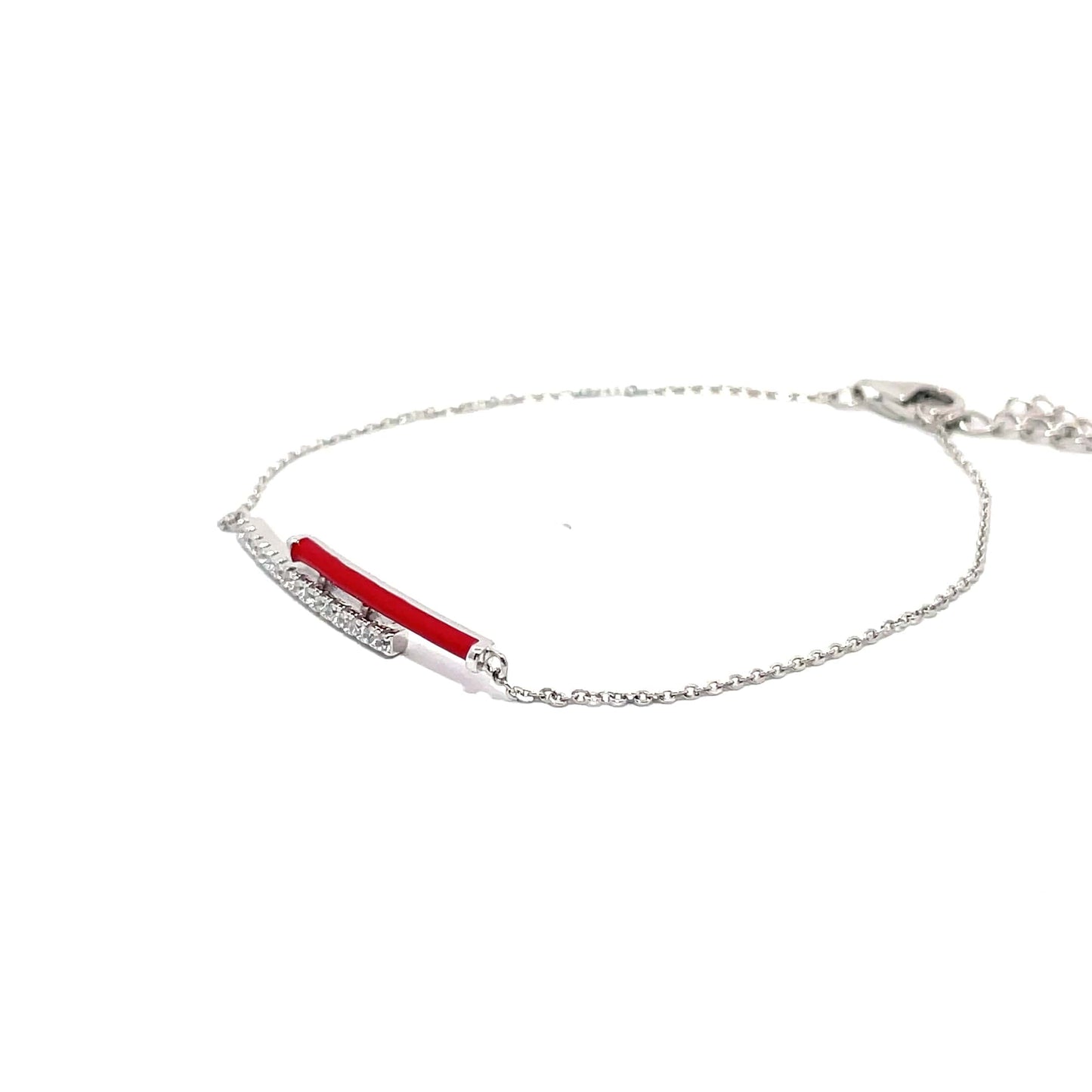 CRIMSON BAR SPARK SILVER BRACELET