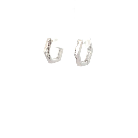 HEXAGON SHINE SILVER HOOPS