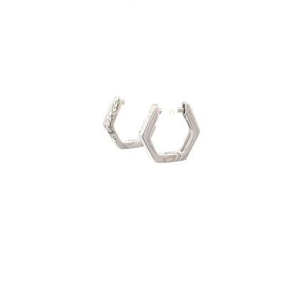 HEXAGON SHINE SILVER HOOPS