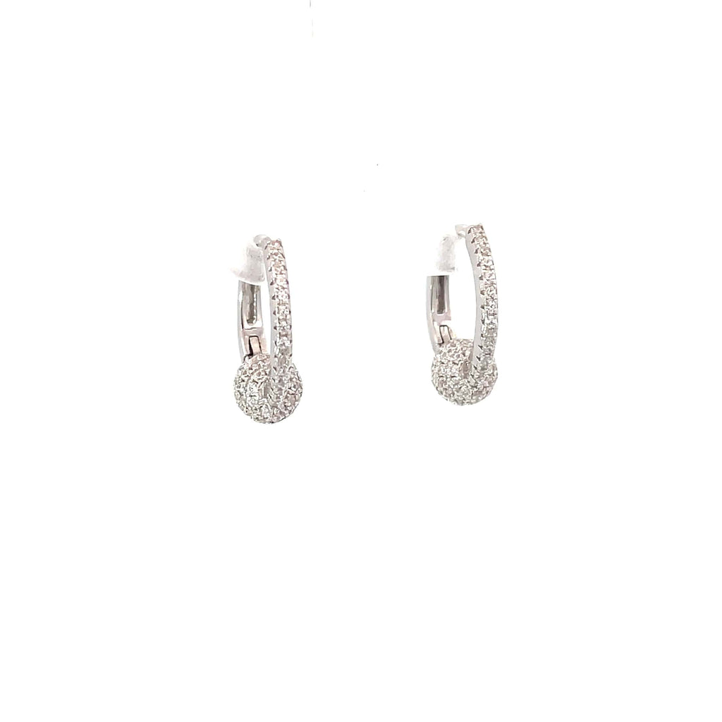 CRYSTAL ORBIT SILVER HOOPS