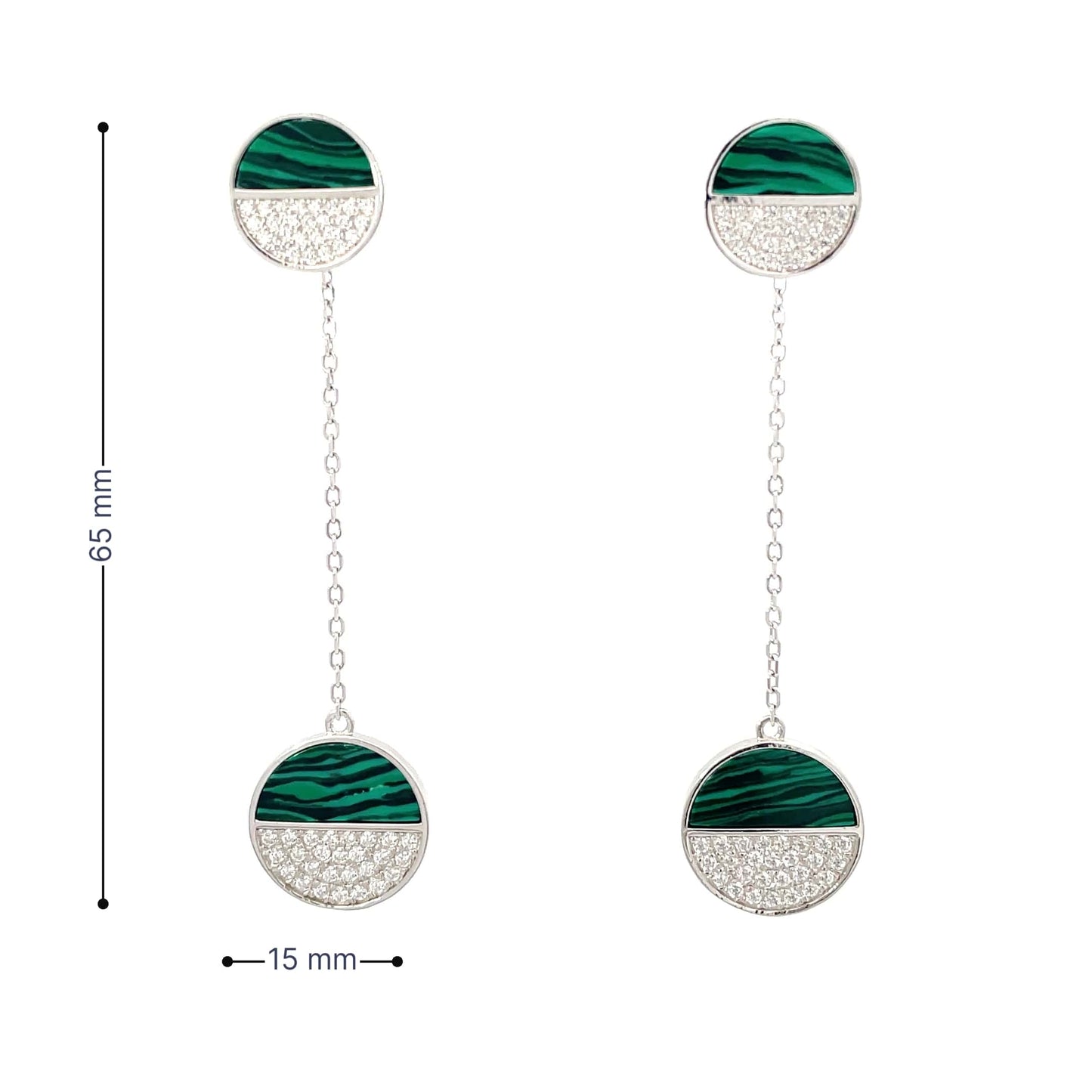 TWO TONE DANGLE SILVER EARRINGS