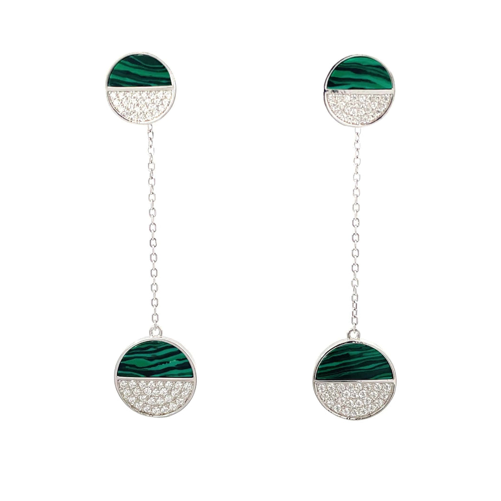 TWO TONE DANGLE SILVER EARRINGS