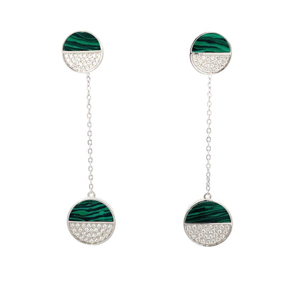 TWO TONE DANGLE SILVER EARRINGS