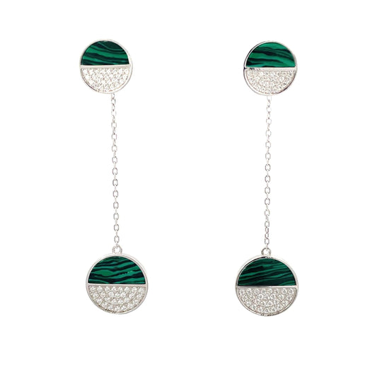 TWO TONE DANGLE SILVER EARRINGS