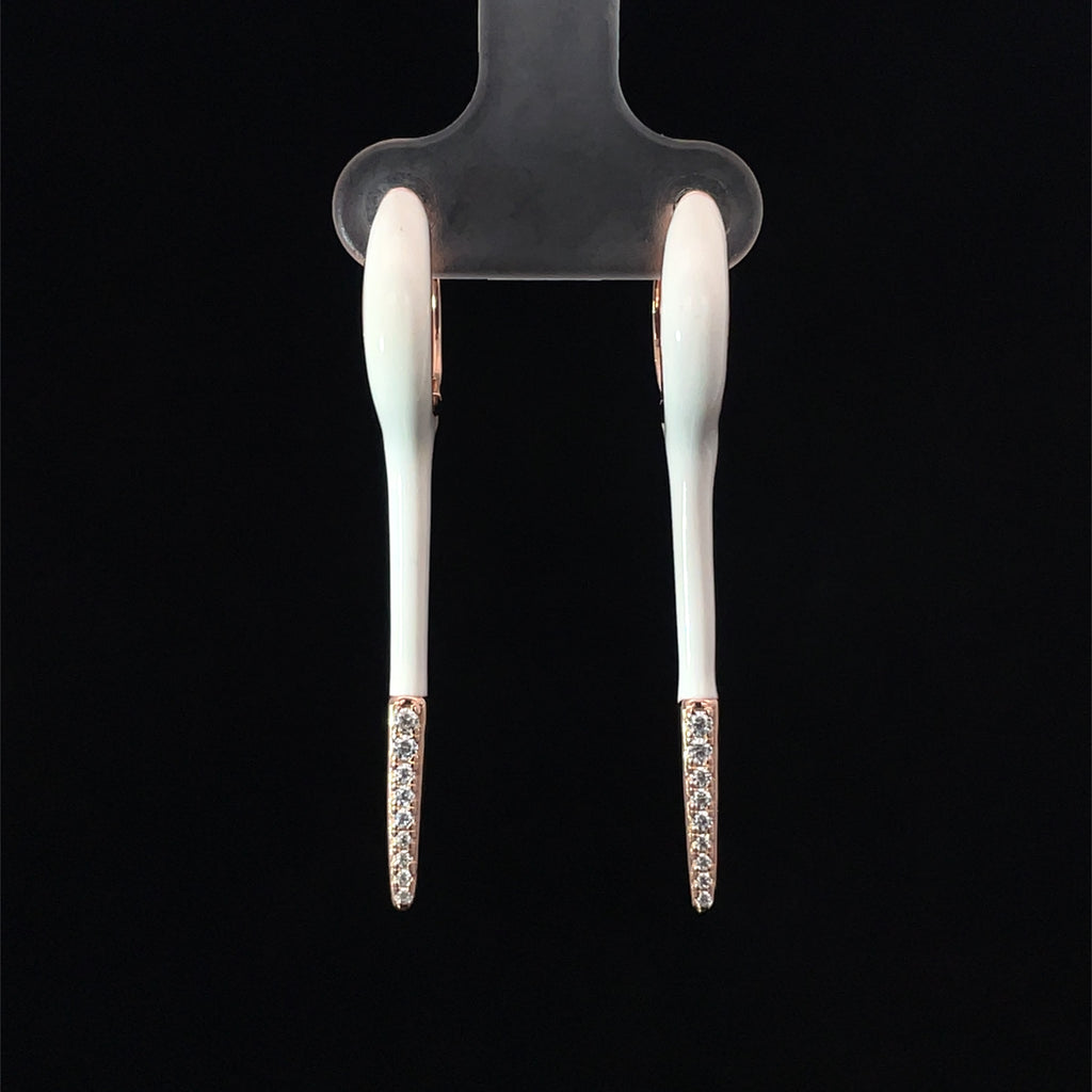 WHITE ROSE GOLD GLIDE EARRINGS