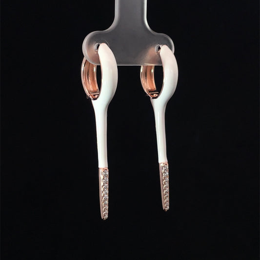 WHITE ROSE GOLD GLIDE EARRINGS
