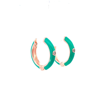 TEAL AURA ROSE GOLD HOOPS