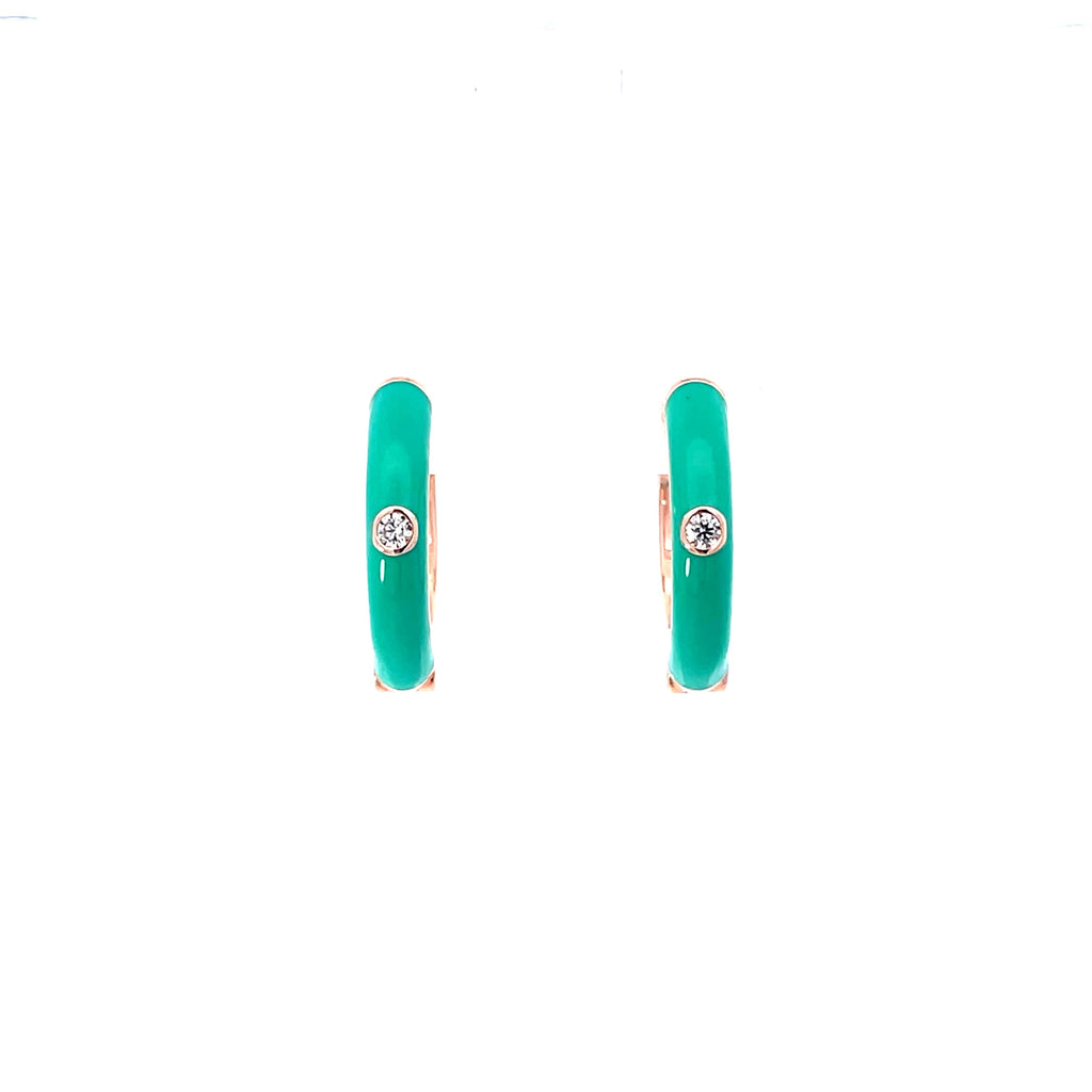 TEAL AURA ROSE GOLD HOOPS