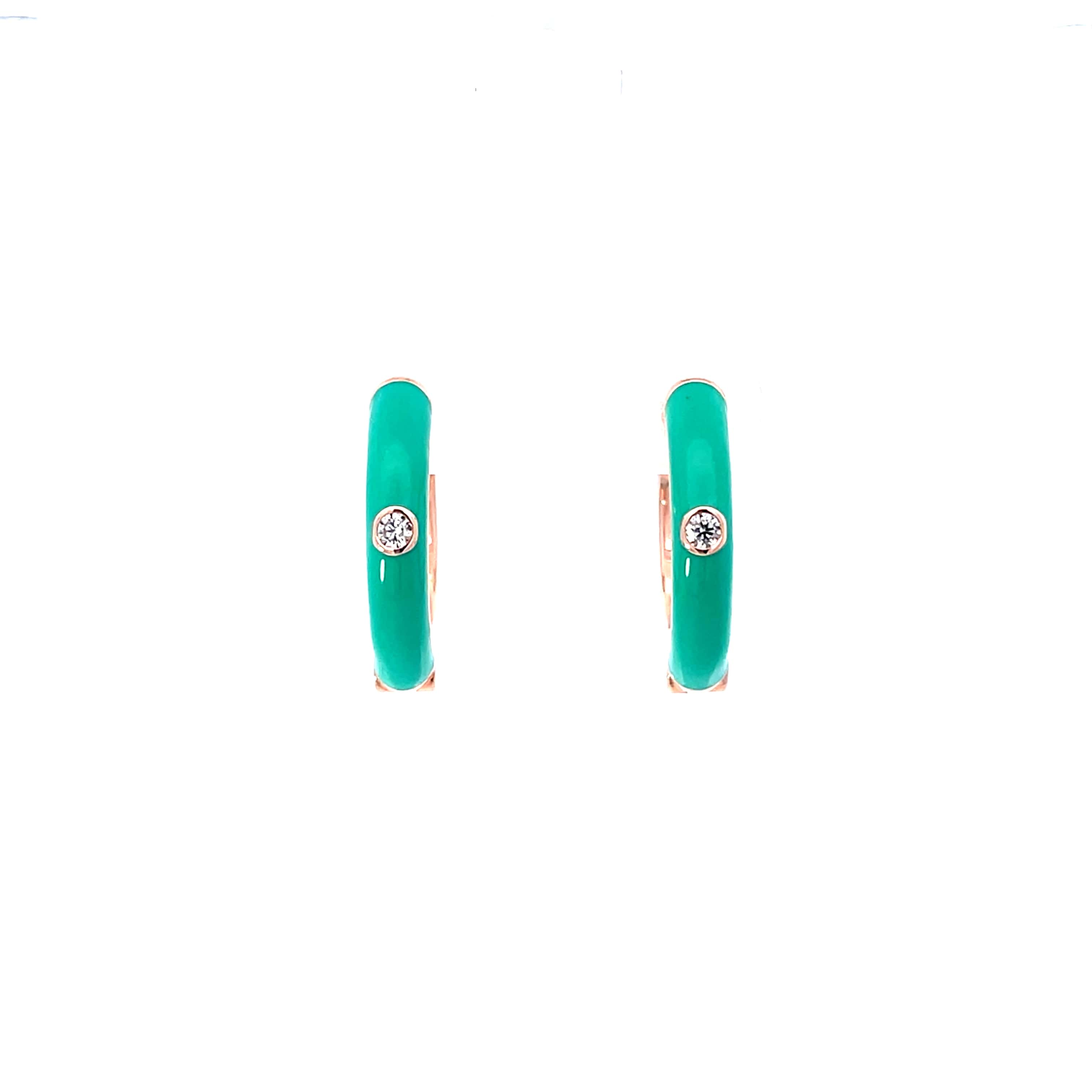 TEAL AURA ROSE GOLD HOOPS
