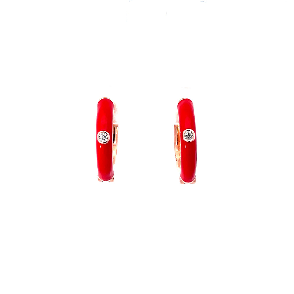 RED AURA ROSE GOLD HOOPS