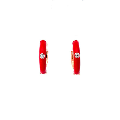 RED AURA ROSE GOLD HOOPS