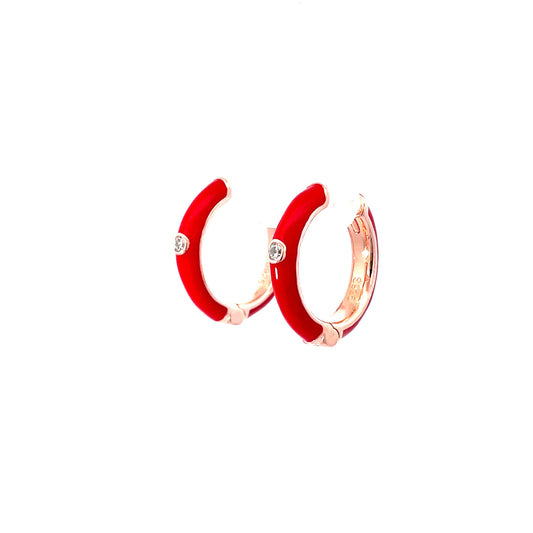 RED AURA ROSE GOLD HOOPS