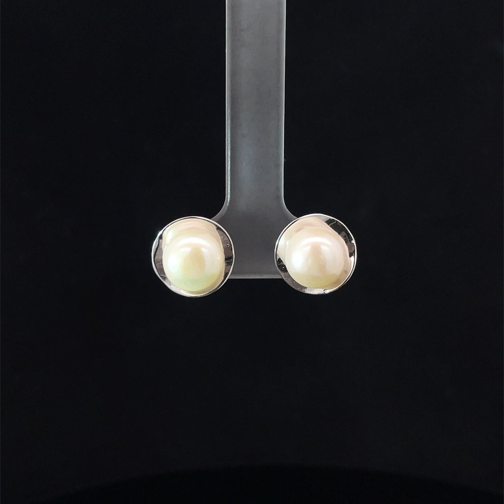SILVER WHITE WHISPER STUDS