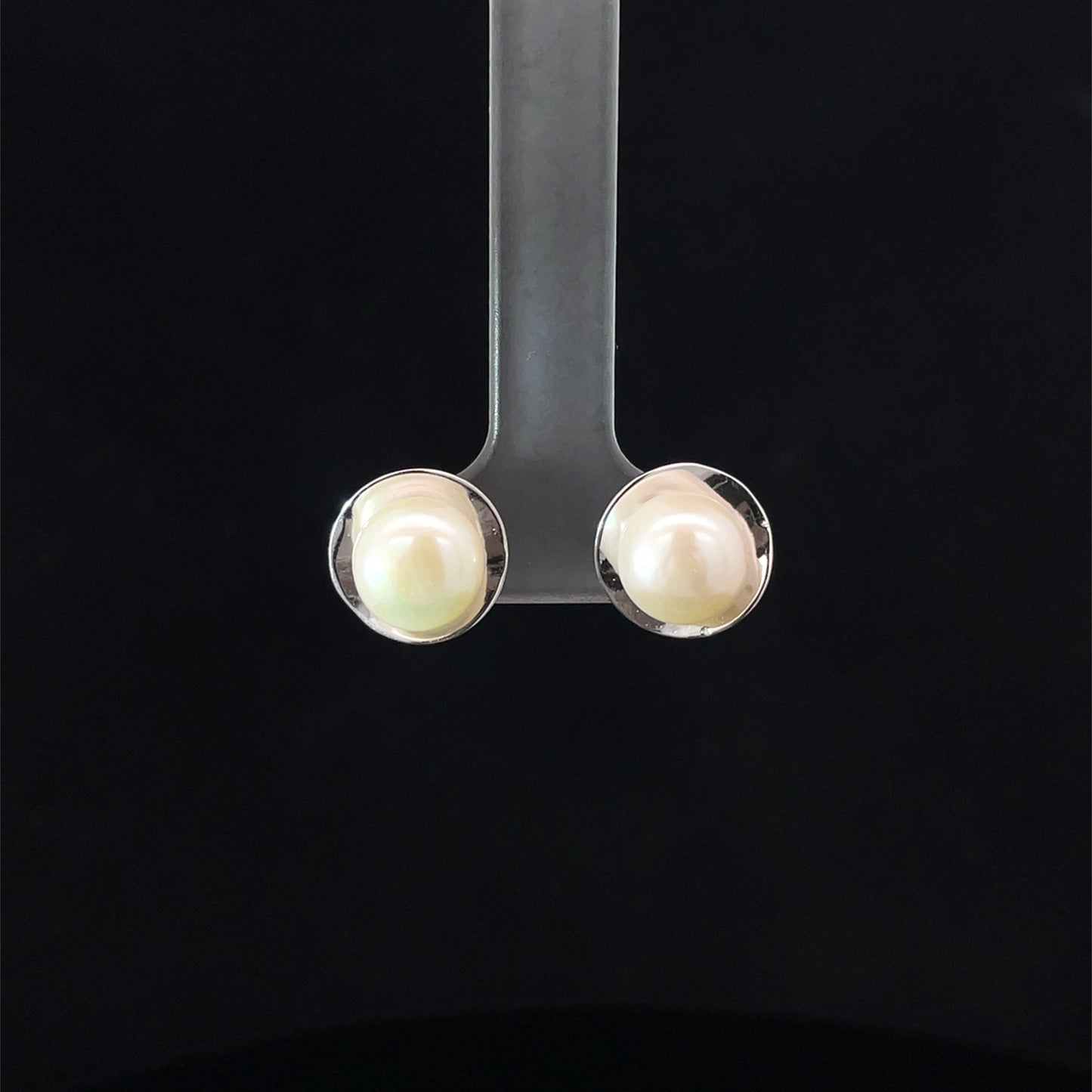 SILVER WHITE WHISPER STUDS