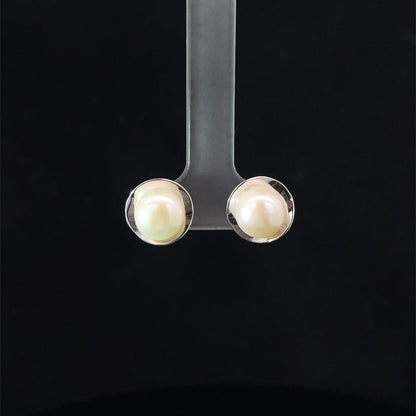 SILVER WHITE WHISPER STUDS
