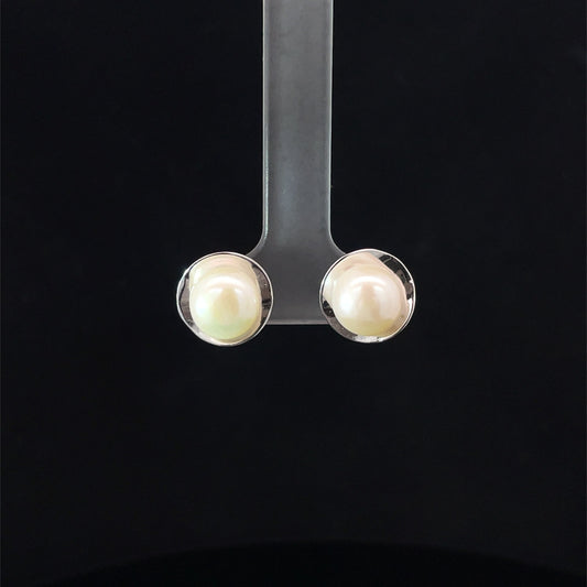 SILVER WHITE WHISPER STUDS