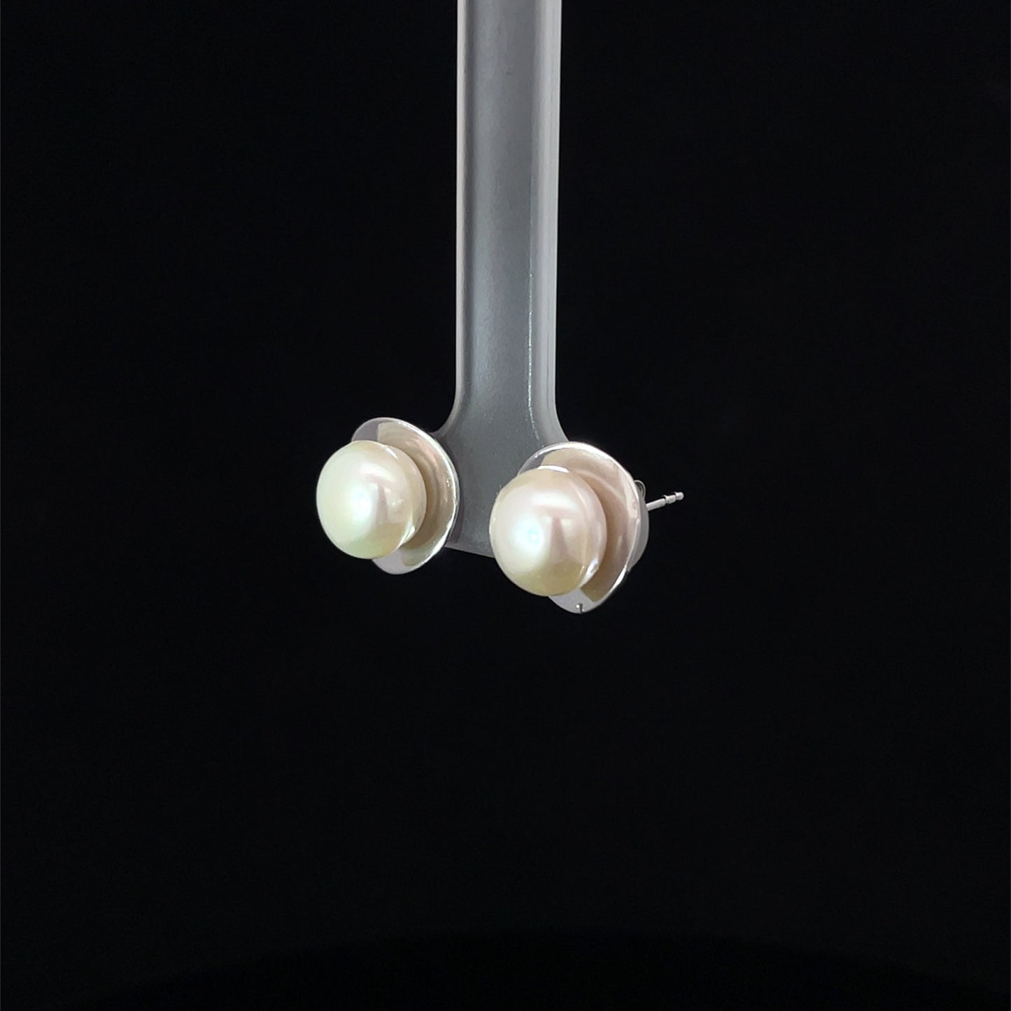 SILVER WHITE WHISPER STUDS