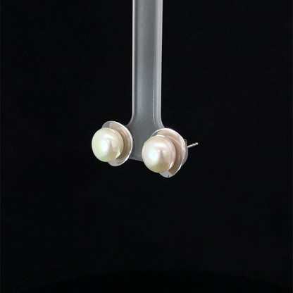 SILVER WHITE WHISPER STUDS