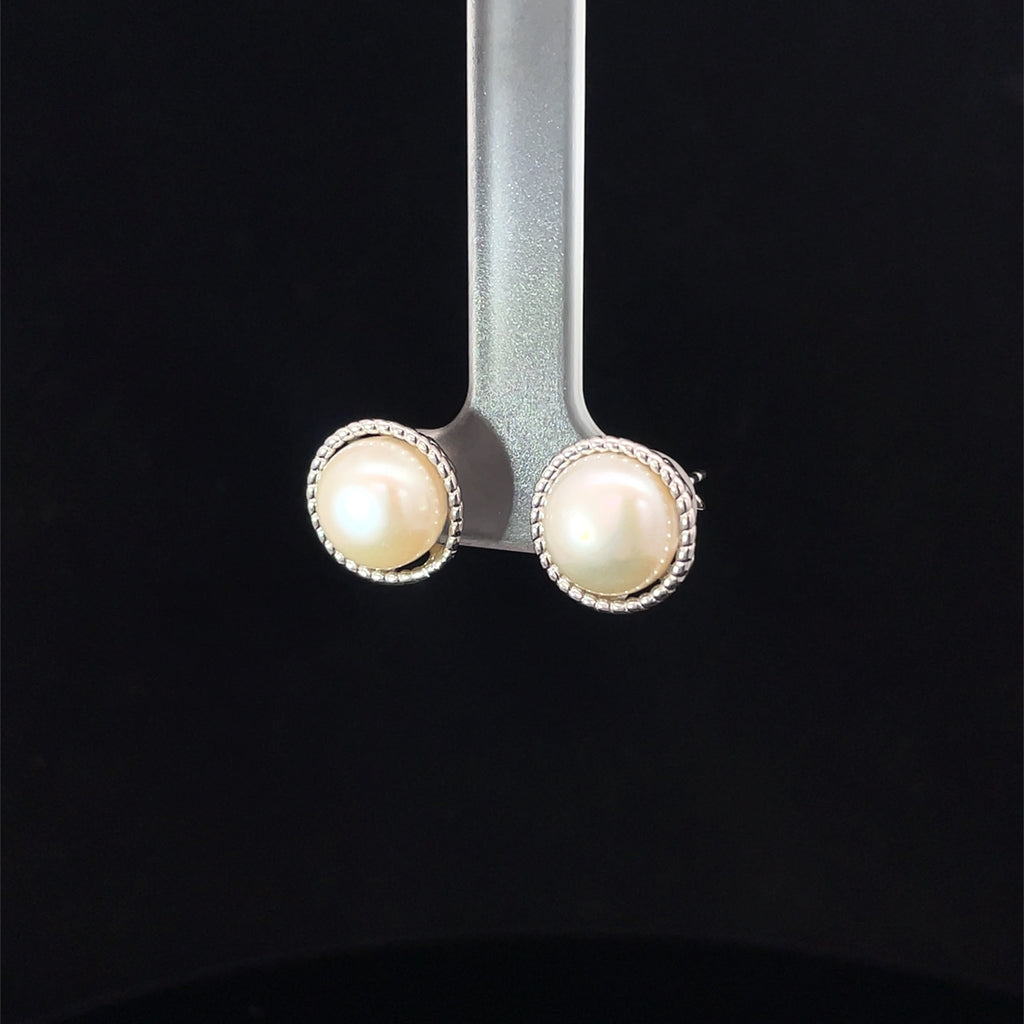 SILVER WHITE LUXE STUDS