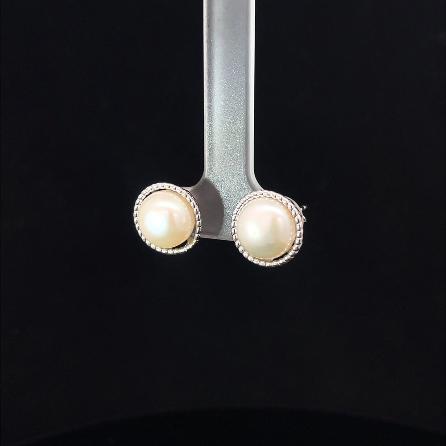 SILVER WHITE LUXE STUDS