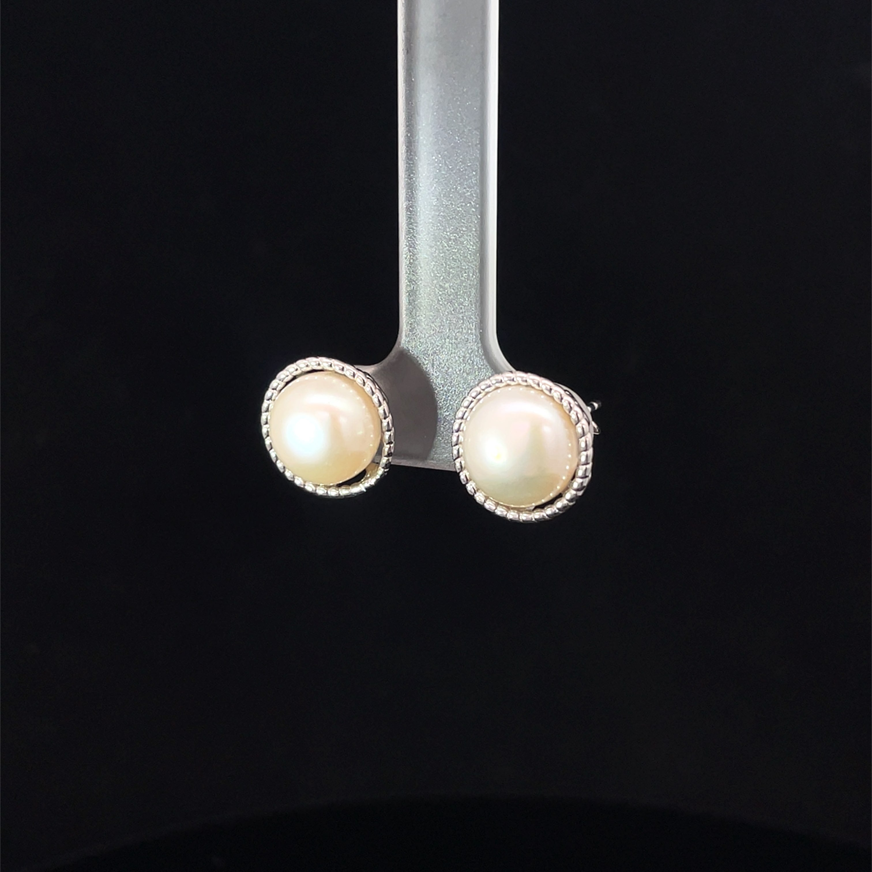 SILVER WHITE LUXE STUDS