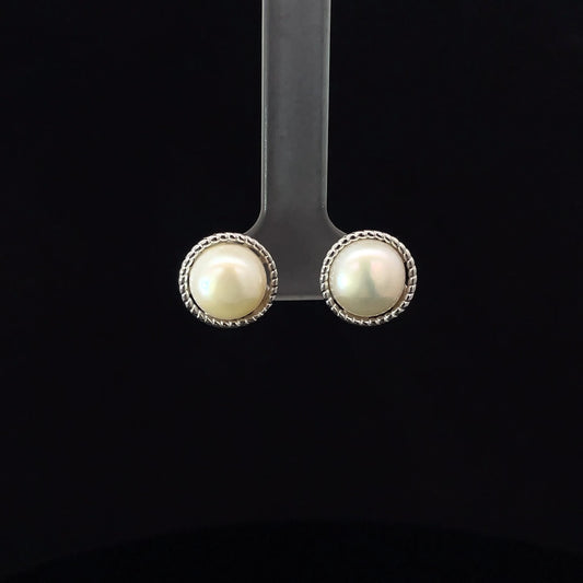 SILVER WHITE LUXE STUDS