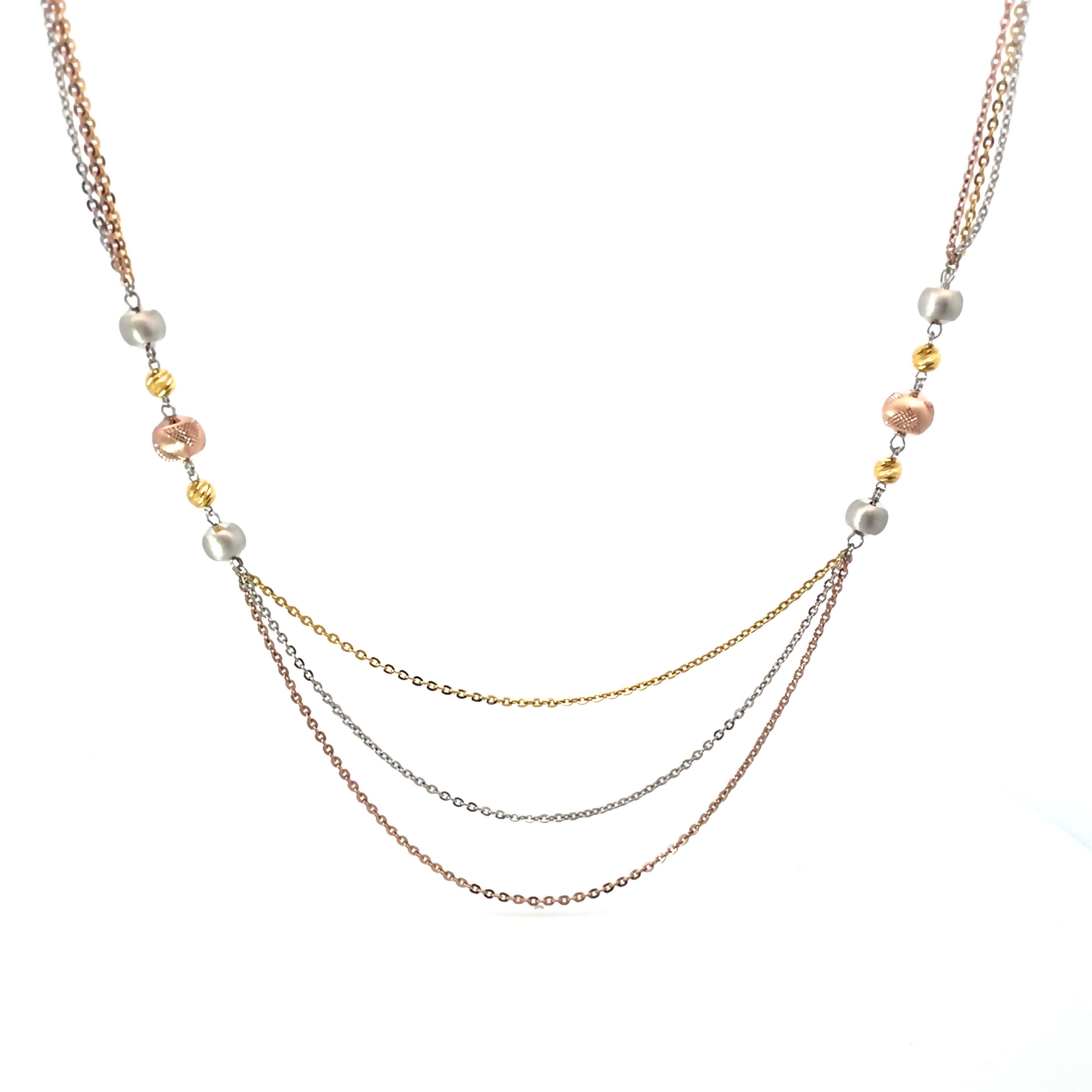 METALLIC TRIO SILVER NECKLACE