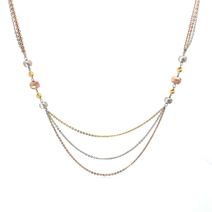 METALLIC TRIO SILVER NECKLACE
