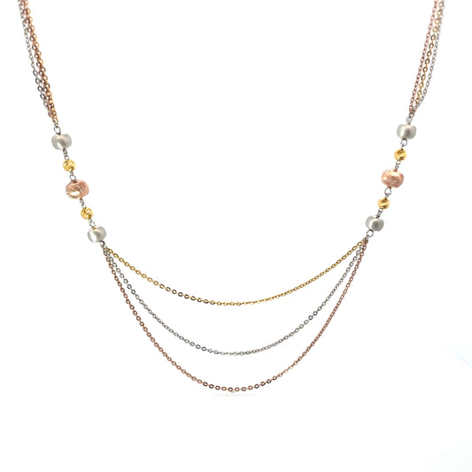 METALLIC TRIO SILVER NECKLACE