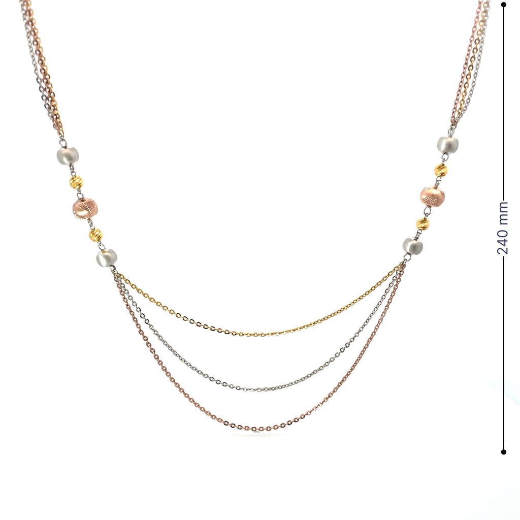 METALLIC TRIO SILVER NECKLACE
