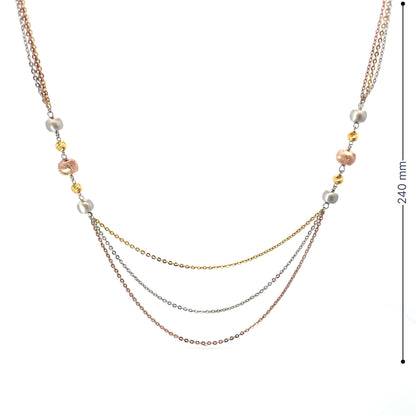 METALLIC TRIO SILVER NECKLACE