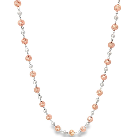 ROSE TWIST BEAD SILVER NECKLACE