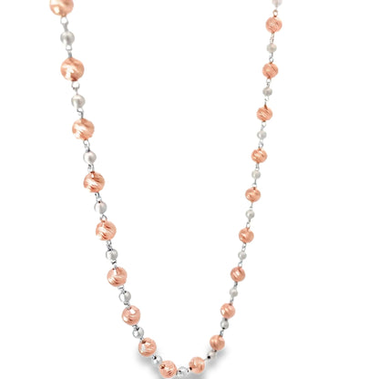 ROSE TWIST BEAD SILVER NECKLACE
