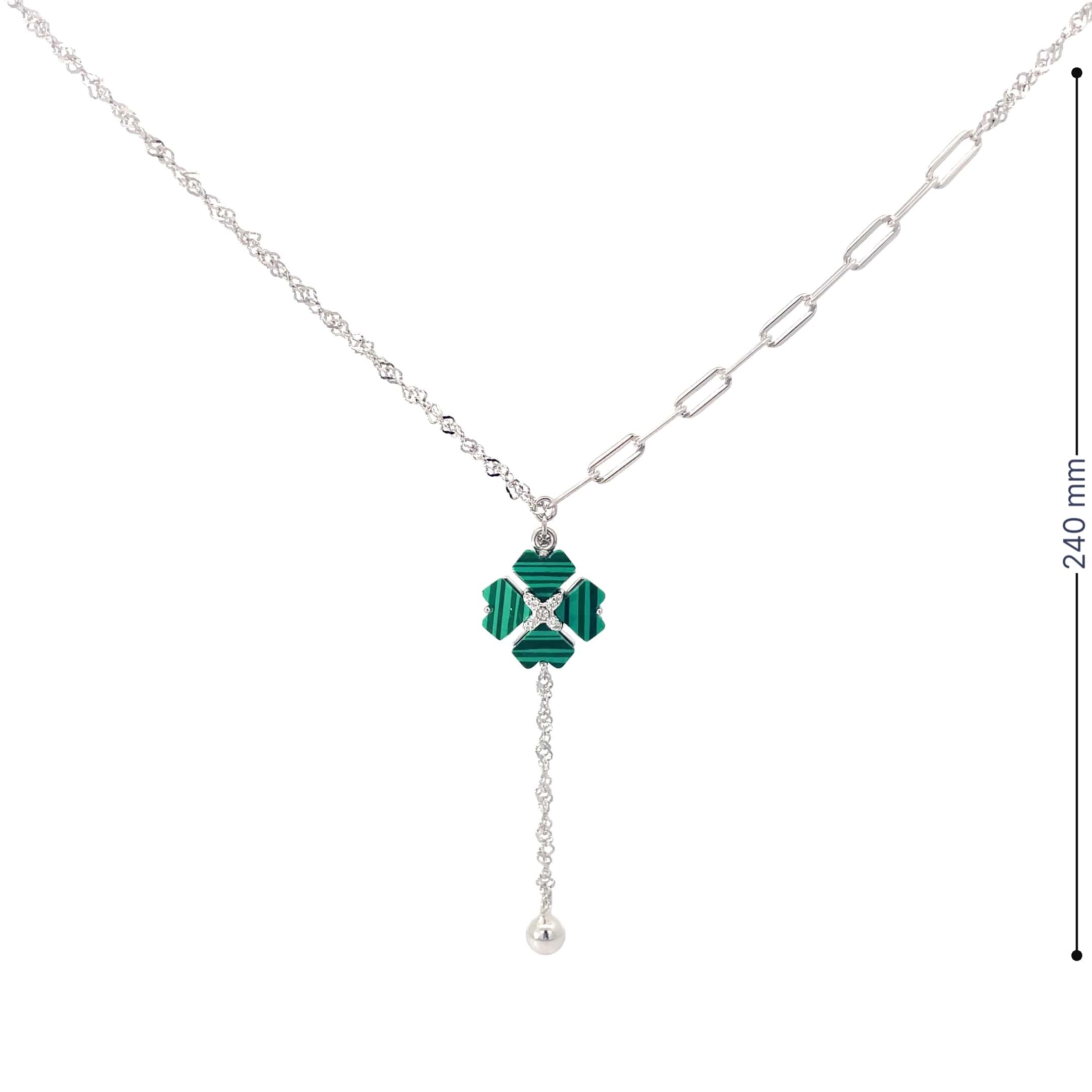 EMERALDCLOVER DROP SILVER PENDANT