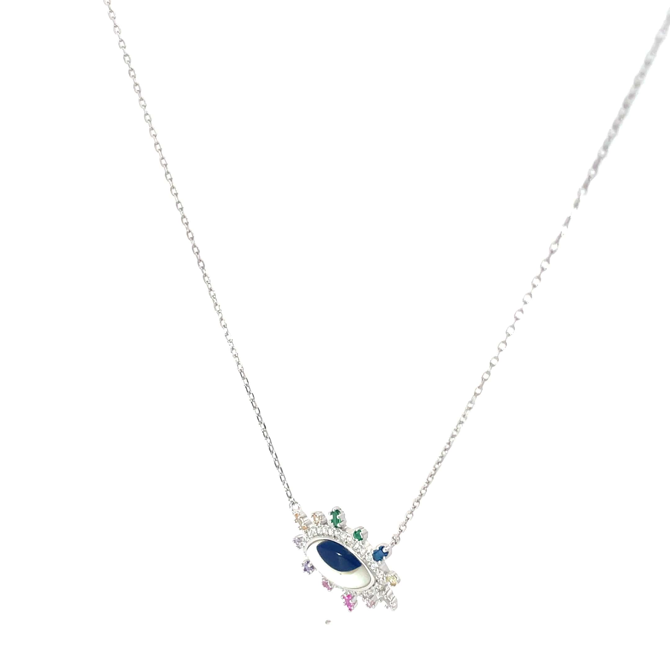 RAINBOW EVIL EYE SILVER NECKLACE