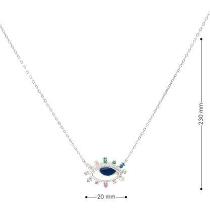 RAINBOW EVIL EYE SILVER NECKLACE