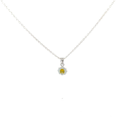 SMILEY FLOWER SILVER PENDANT CHAIN