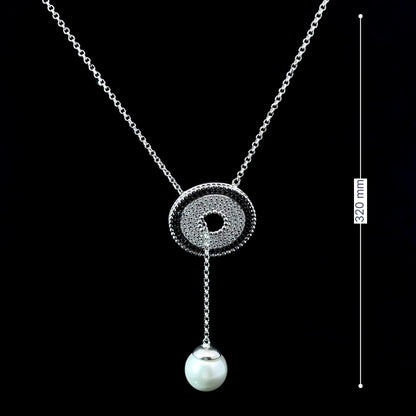 SILVER HALO DROP NECKLACE
