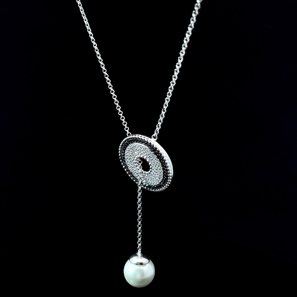 SILVER HALO DROP NECKLACE