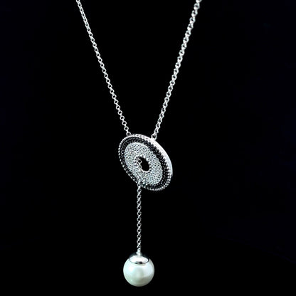 SILVER HALO DROP NECKLACE