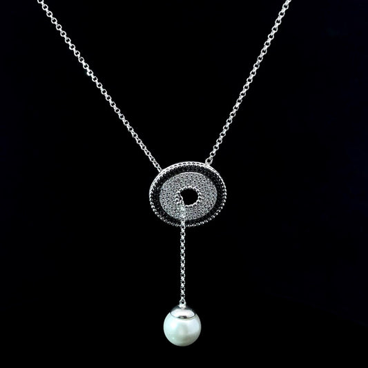 SILVER HALO DROP NECKLACE